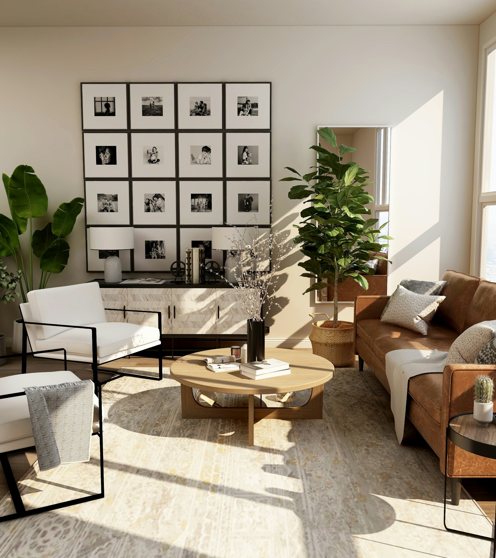 Sunlit contemporary living room